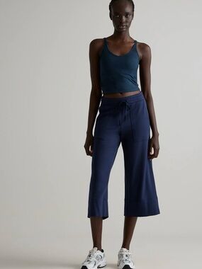 Quince super soft wide leg cropped fleece pants